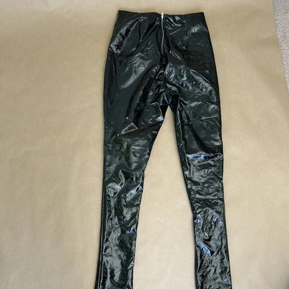 Fashion Nova Pants Shiny Black Vinyl Zippered - Picture 5 of 11